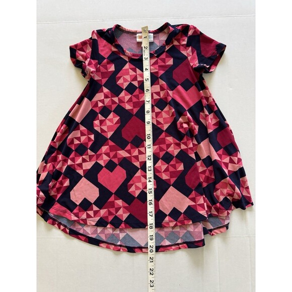 LuLaRoe Scarlett Dress Size 2T Red Hearts Valentines Day Short Sleeve - Picture 5 of 8